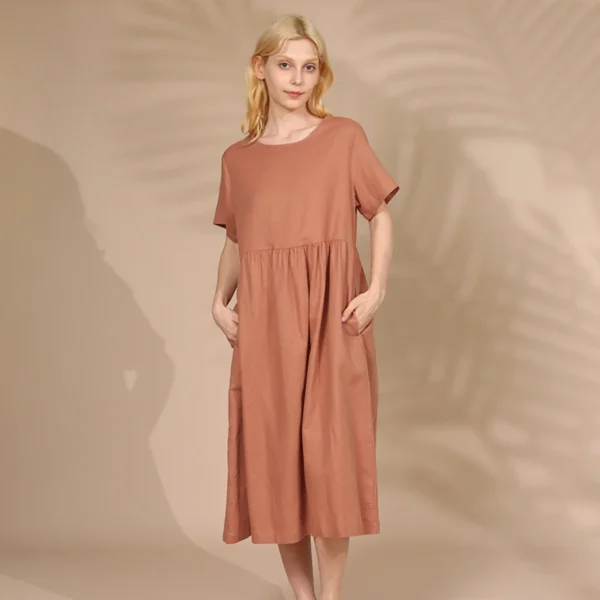 Robe-Courte-Ample-Terracotta