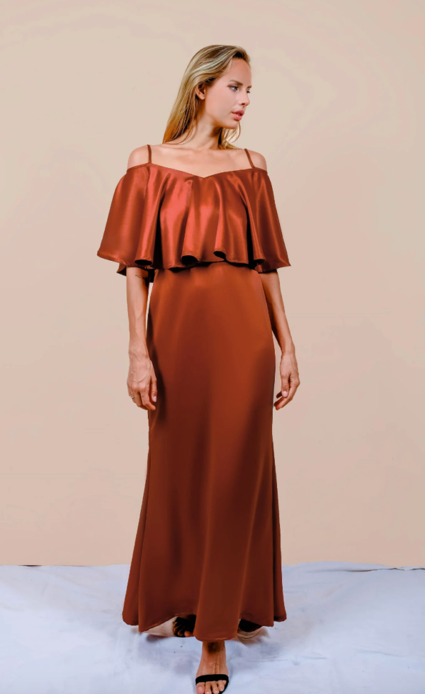 Robe en Satin Terracotta - Ma boutique